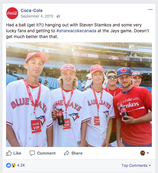 Coca-Cola posts candid photos of special events.