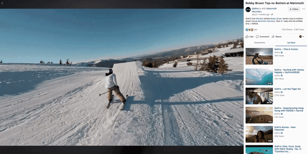 GoPro’s Facebook ads make use of their product to create exciting and sharable videos. 