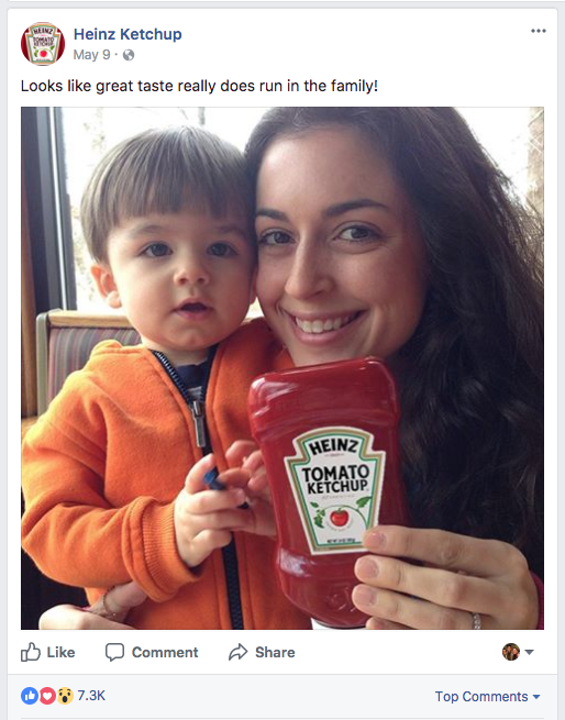 Heinz re-posts its followers pictures.
