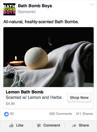 Facebook Dynamic Ad Example - Bath Bombs