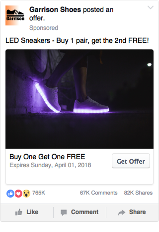 Facebook Offer Ad Example - Shoe Store