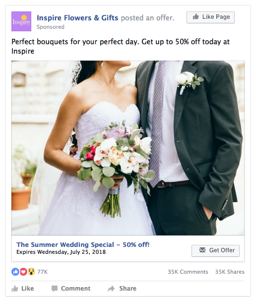 Facebook Page Lead Ad Example - Flowers