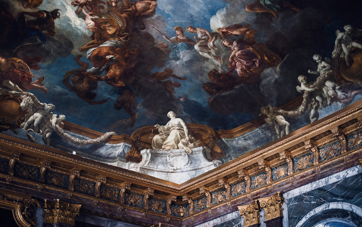 A Beautiful Ceiling Mural From The Palace Of Versailles