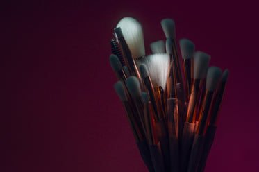 a bunch of clean makeup brushes together