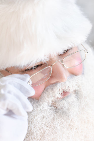 a close-up of santa's glasses