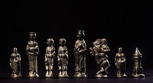 a close up on a chess army