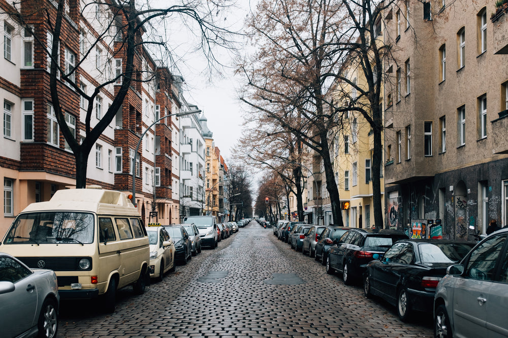 a cobble stone residential street