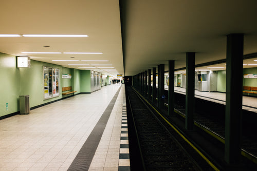 a dark subway tunnel in a subway station