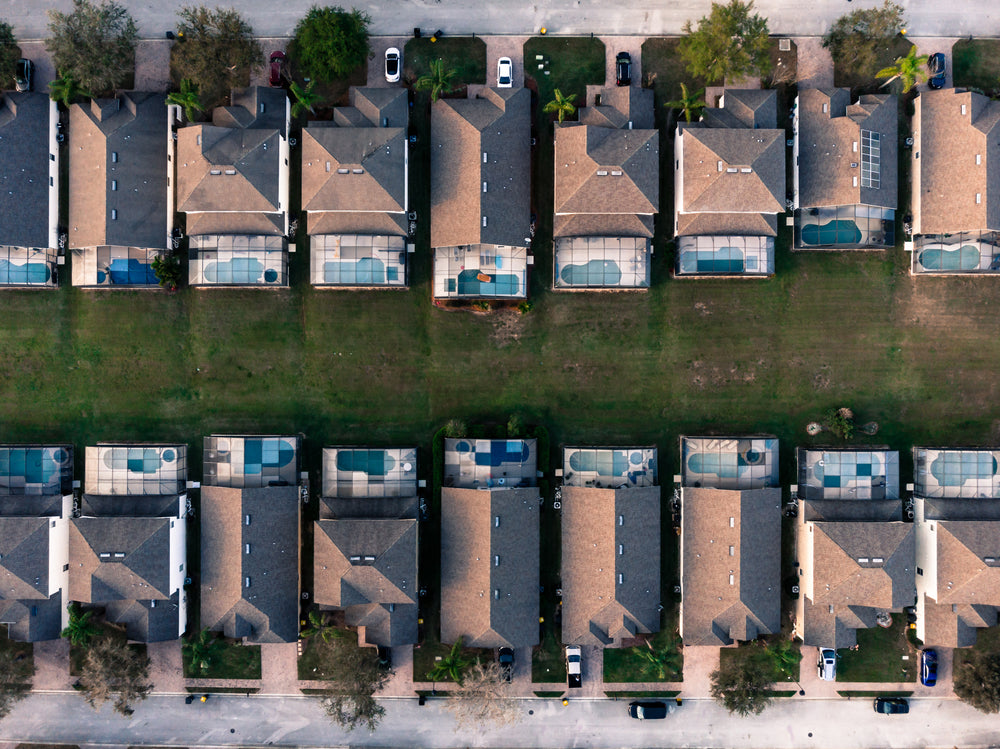 a drones overhead view of an urban sprawl in florida