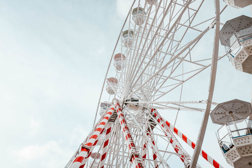 a ferris wheel from a worm's eye view
