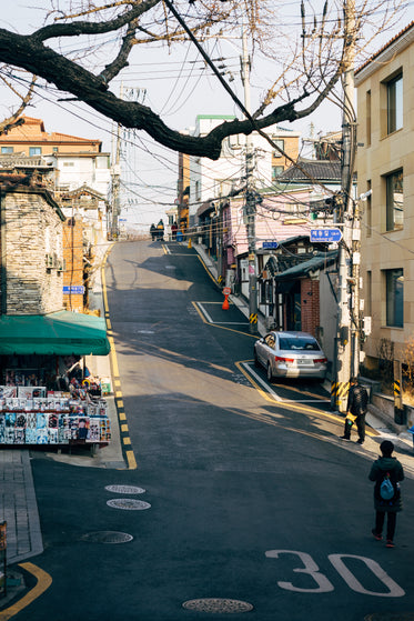 a hilly side street on a steep hill