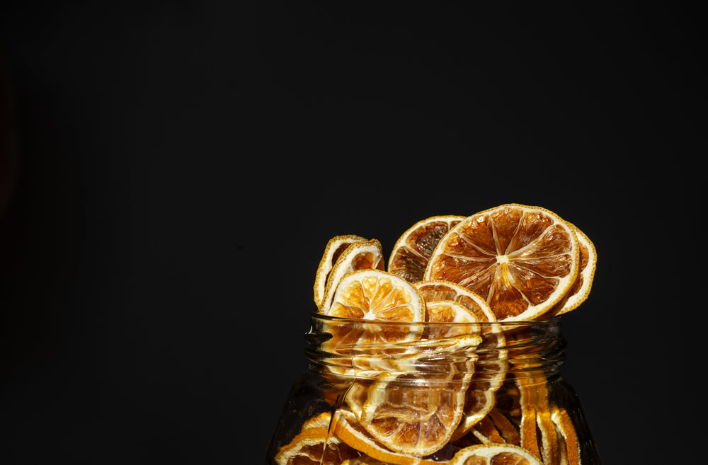 a jar overflowing with dried lemon slices