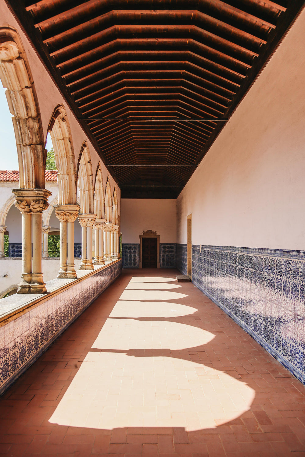 a long and tiled hallway