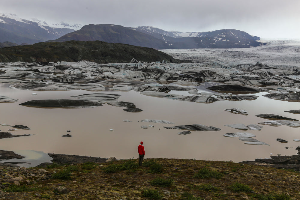 a man and an ice field