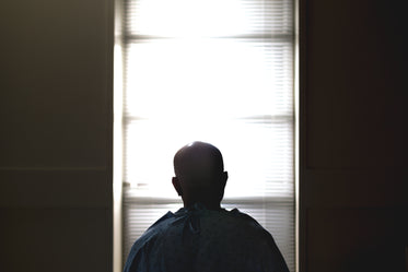 a man sat on a hospital bed silhouetted against the window