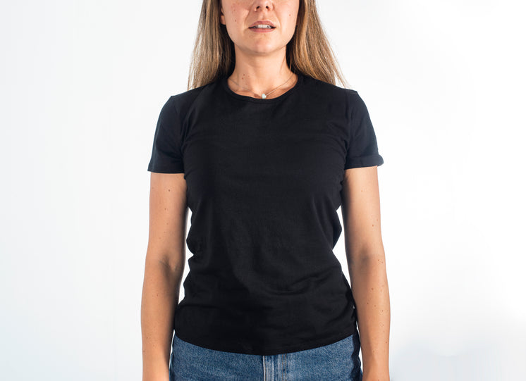 A Person In A Plain Black T Shirt On White Background