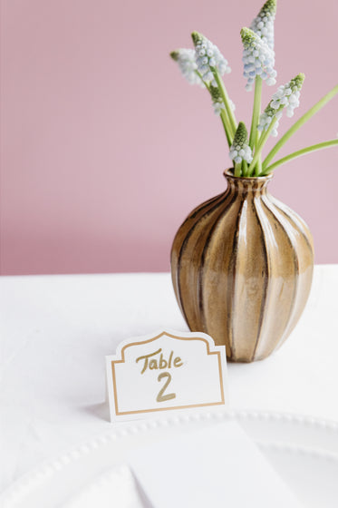 a place card on a dinner table