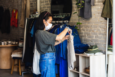 a retail customer with a face mask