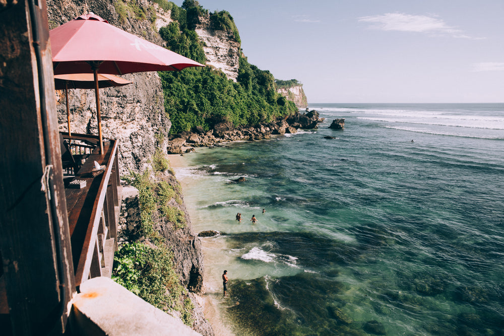 a seat with a beachside view