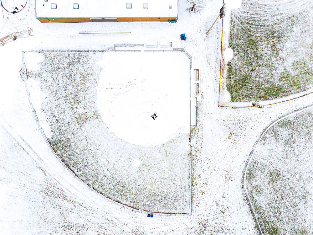 a slice of field in the snowy landscape