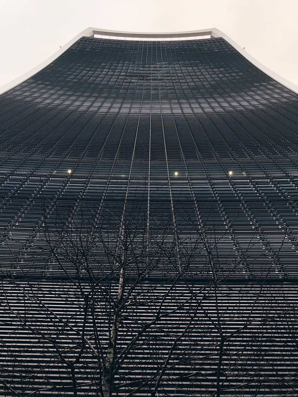 a tall building seen from below