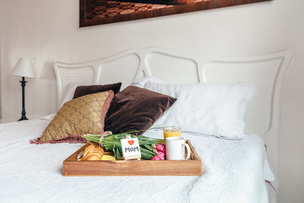 a tray of breakfast for mom