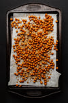 a tray of roasted chickpeas