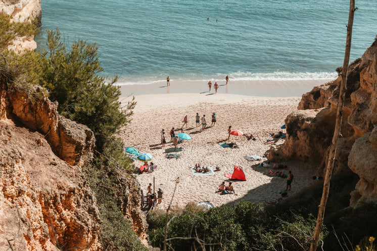 A View From A Cliff Onto A Sandy Beach