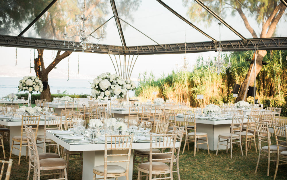 a wedding venue under the tent