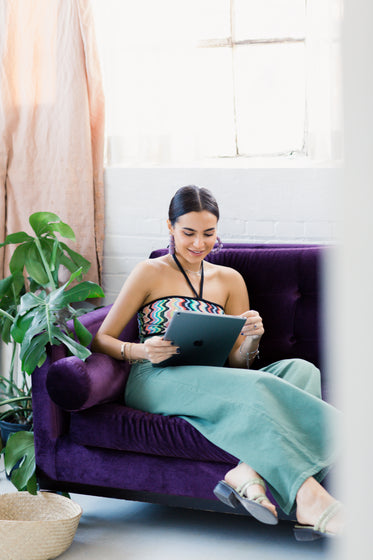 a woman and her tablet