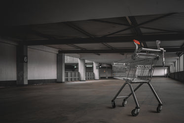 abandoned shopping cart in parking lot