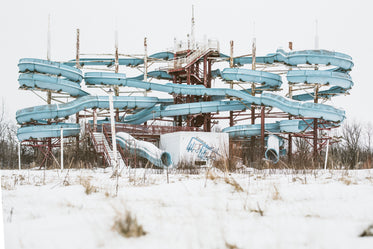 abandoned waterpark in winter