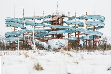 abandoned waterpark in winter