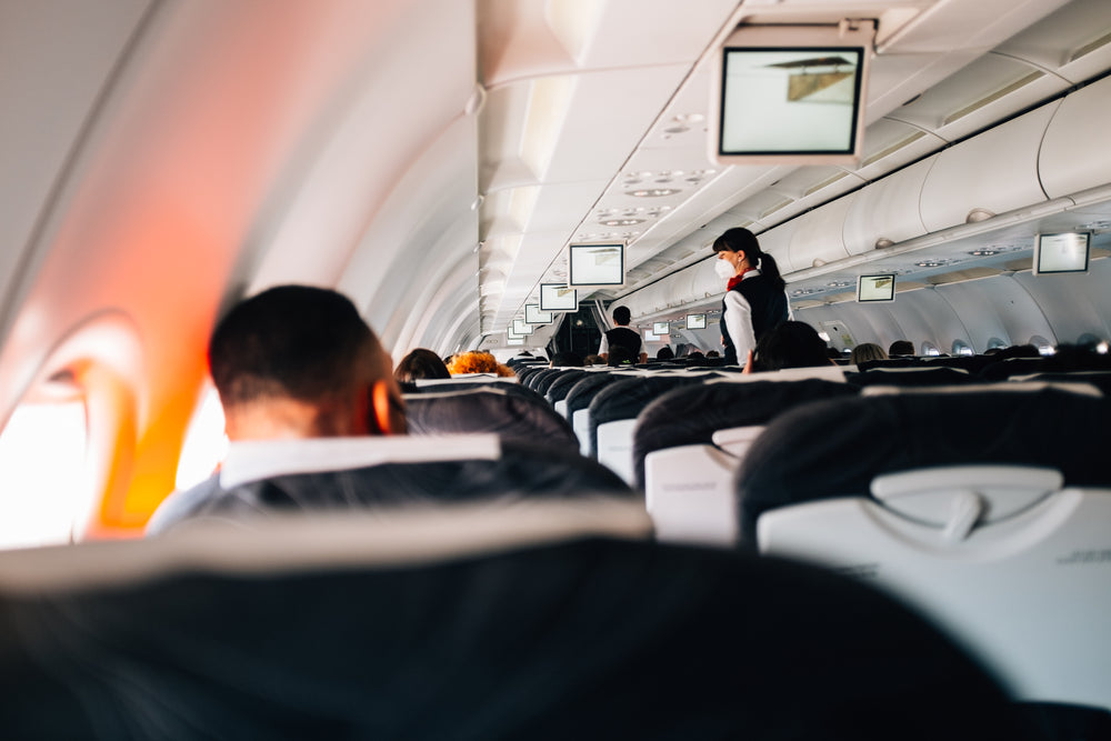 aboard a commercial airplane awaiting takeoff