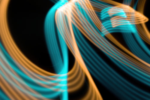 abstract image of blue and orange lines curving