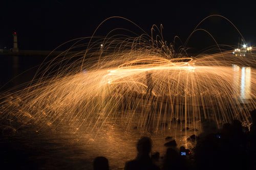 abstract image people enjoying fireworks at night