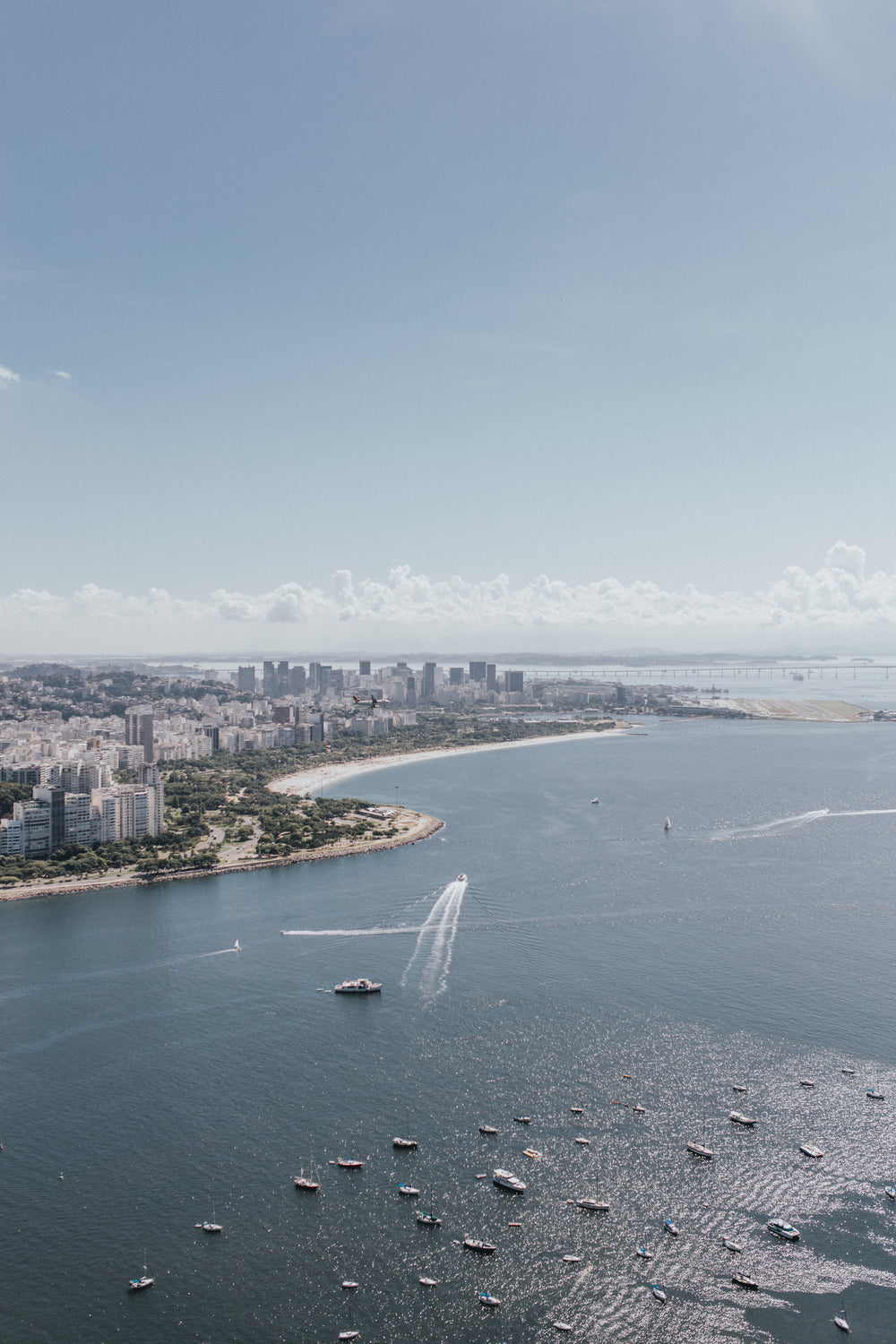 aerial photo of a waterfront city with boats