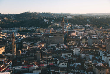 aerial shot of crowded italian town