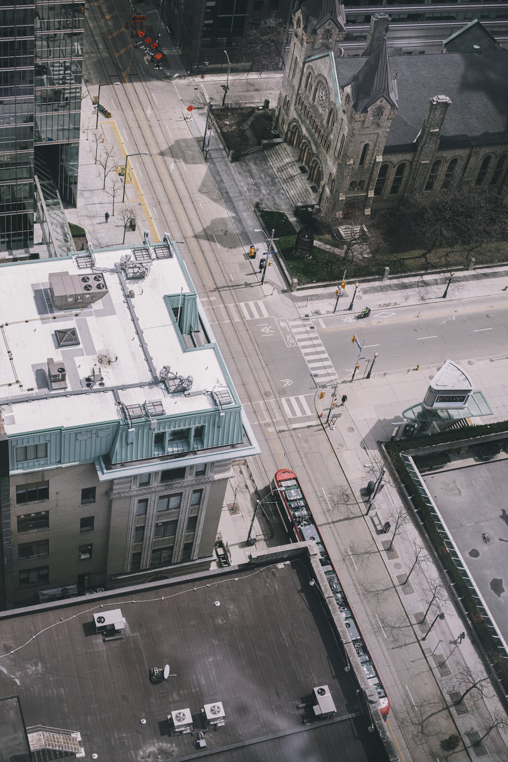 aerial view of a city street