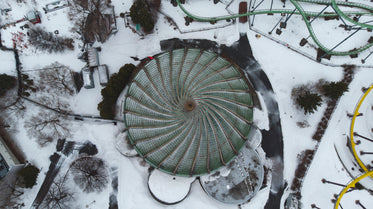 aerial view of an abandoned theme park