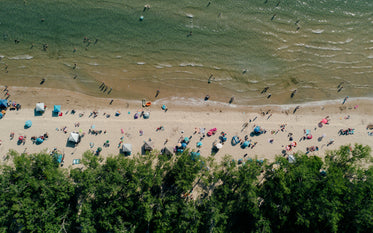 aerial view of busy beach