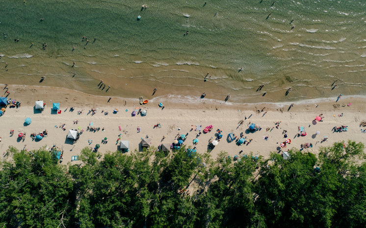 Aerial View Of Busy Beach