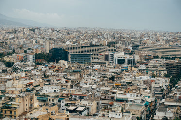 aerial view of cityscape with white buildings