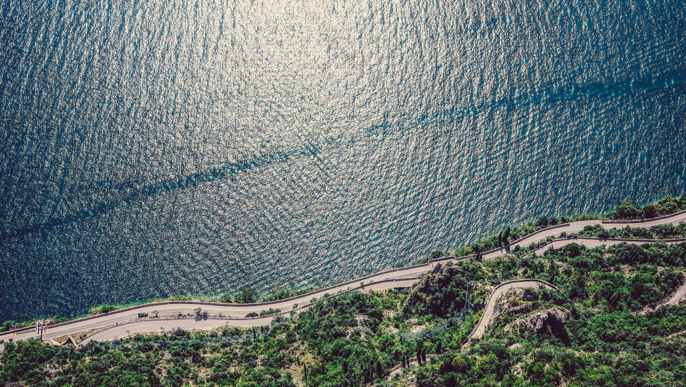 aerial view of shoreline