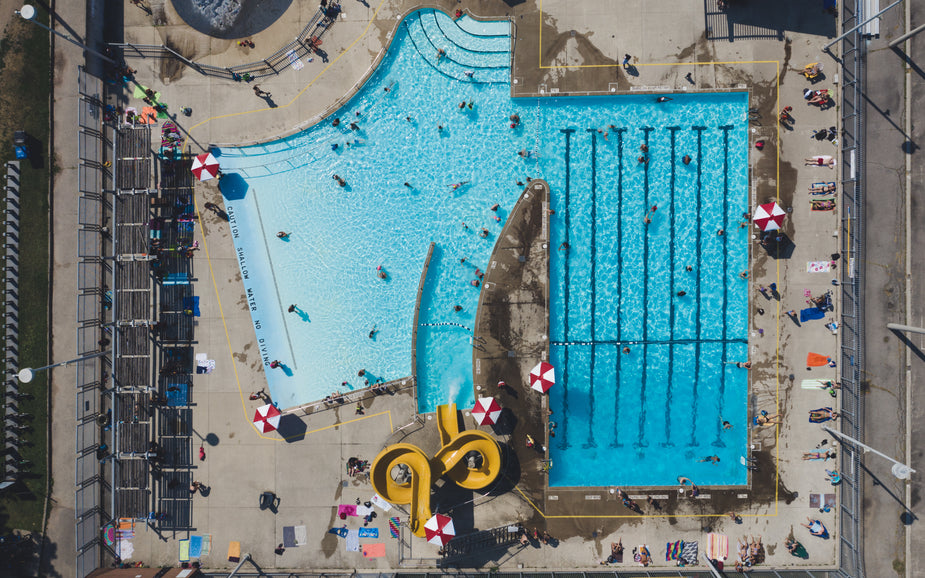 Browse Free HD Images of Aerial View Of Swimming Pool And Waterslides ...