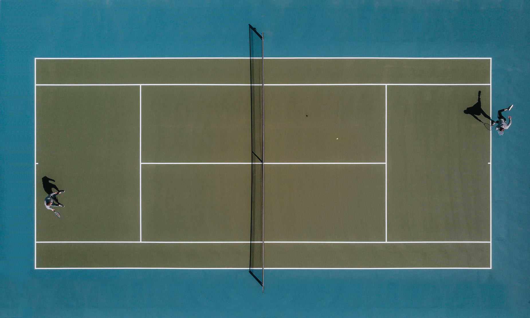 Browse Free HD Images of Aerial View Of Two People Playing Tennis In ...