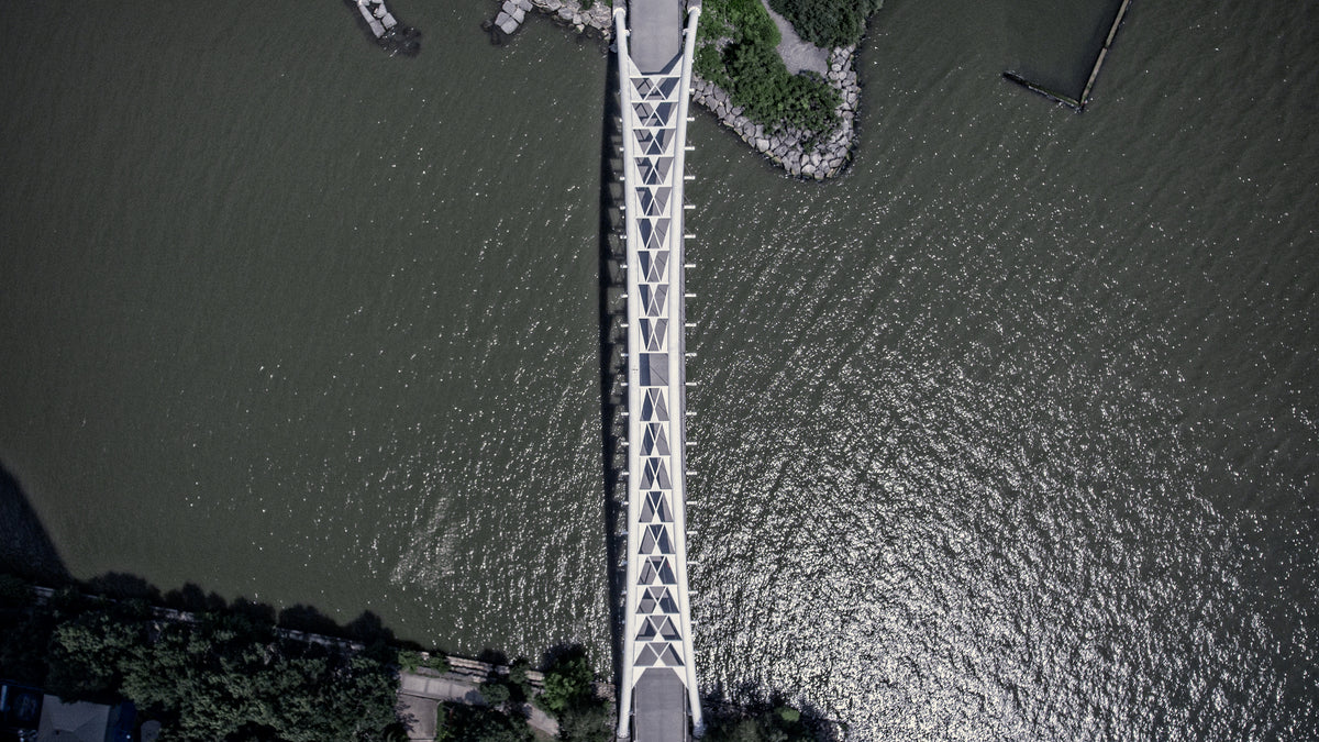 aerial view walking bridge