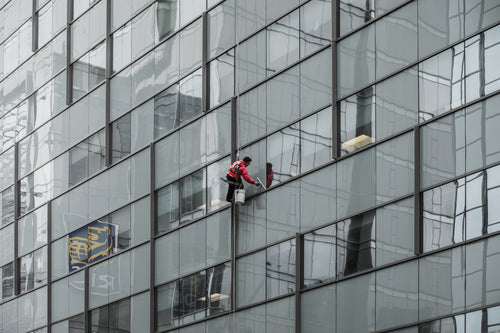 all in a day's work for this window washer