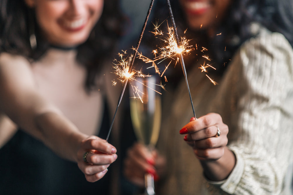 all smiles for party sparklers