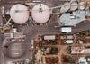 an aerial shot of a factory complex